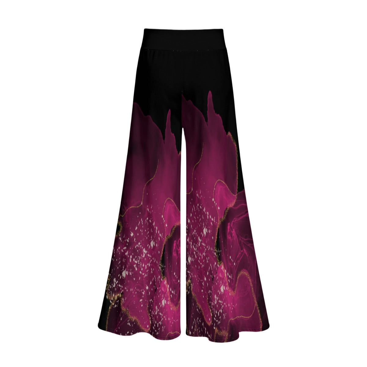 NDO Purple Flower Women’s Lightweight Wide-Leg Pants with Hidden Side Zipper
