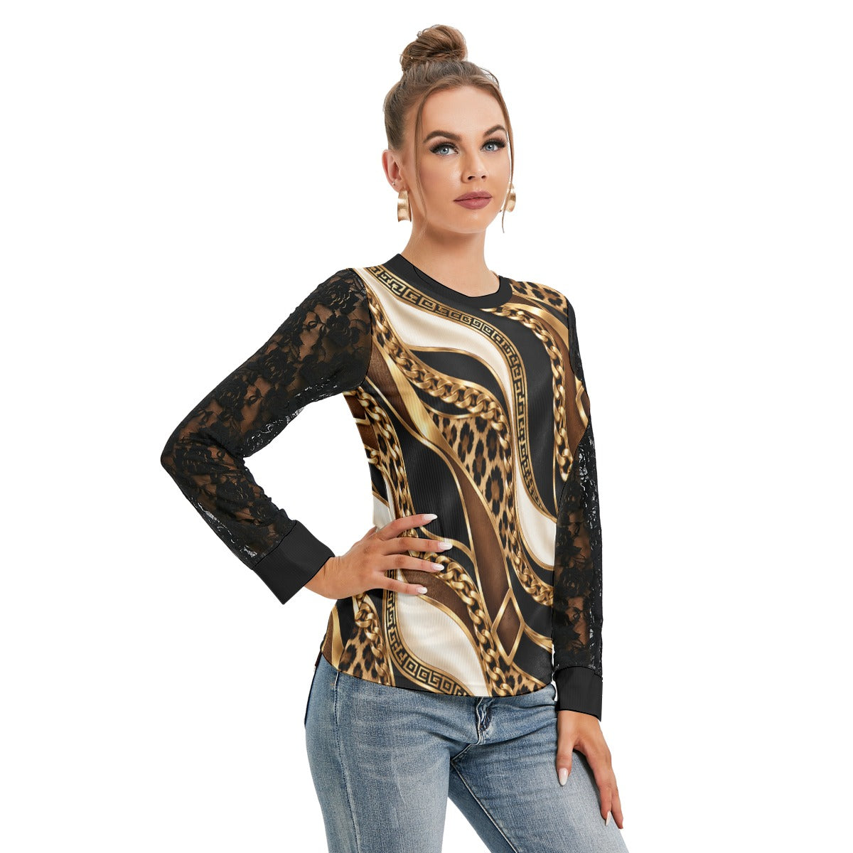Giamore' T-shirt And Sleeve With Black Lace