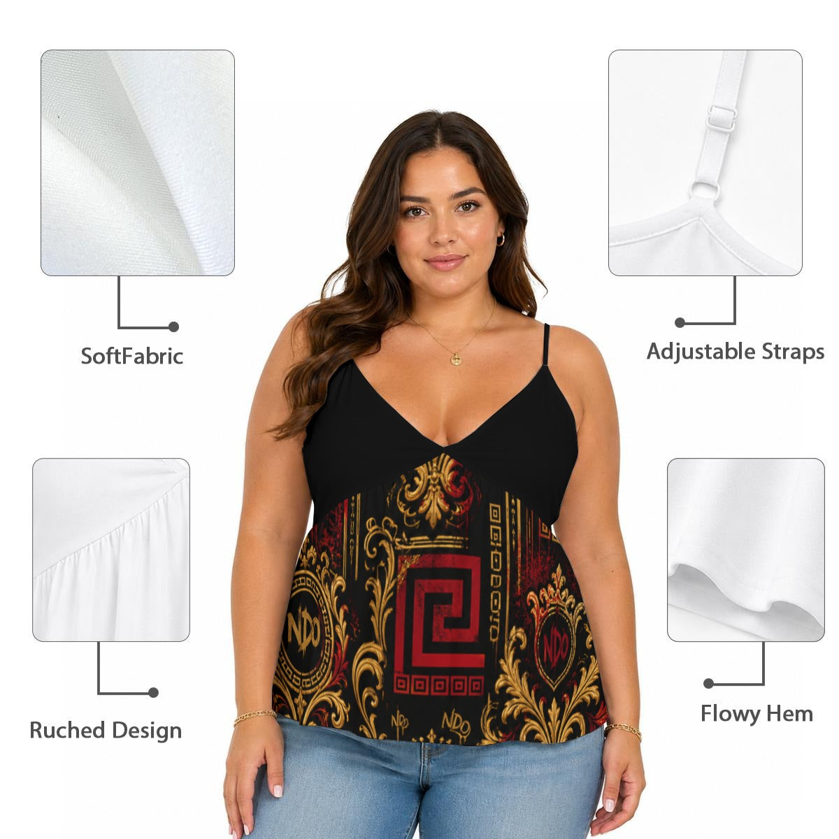 NDO Lux Women's Cami Peplum Top