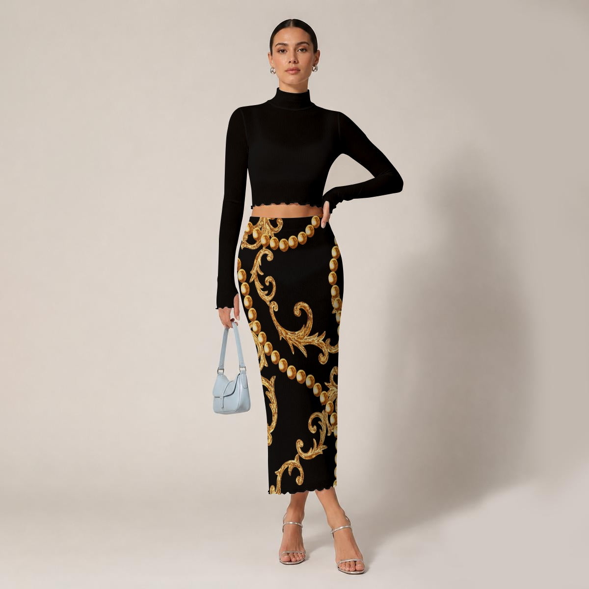 NDO Lux Women's High Neck Skirt Set With Thumb Hole
