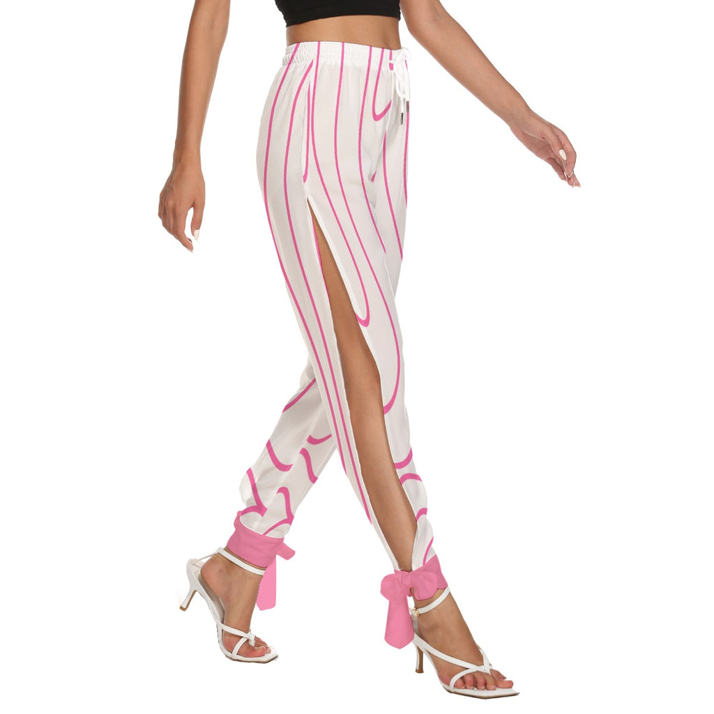 Pink Line Women's Side Seam Cutout Pants With Bottom Strap