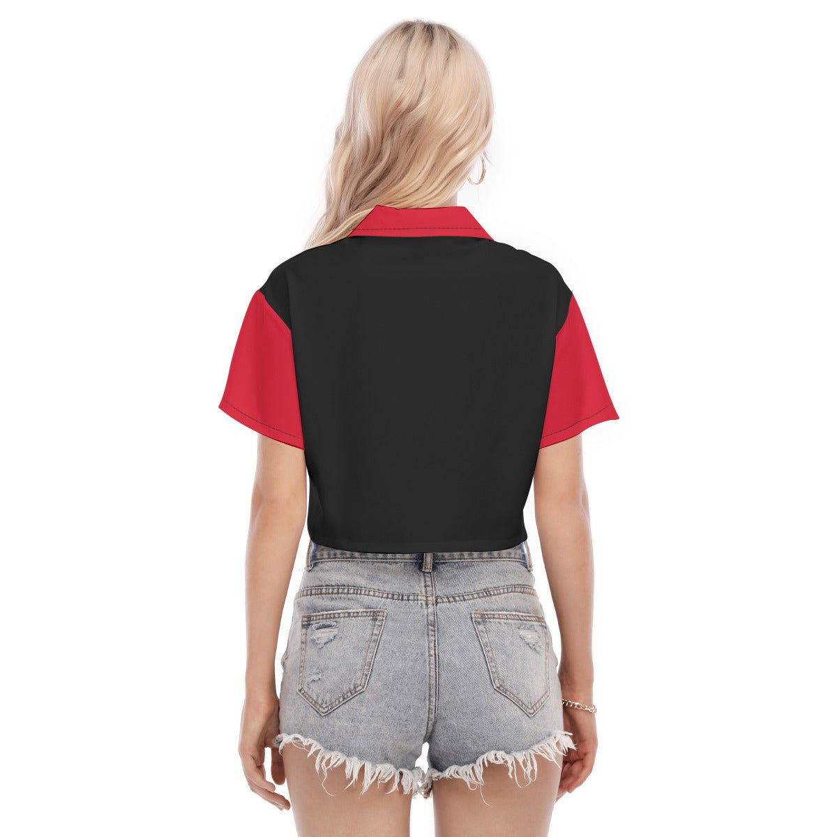 Black and Red Women's Cropped Shirt