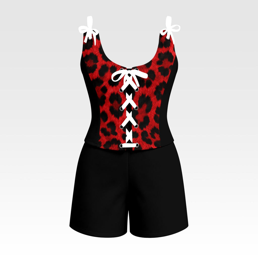 Red Animal Print Shapewear Shorts Set