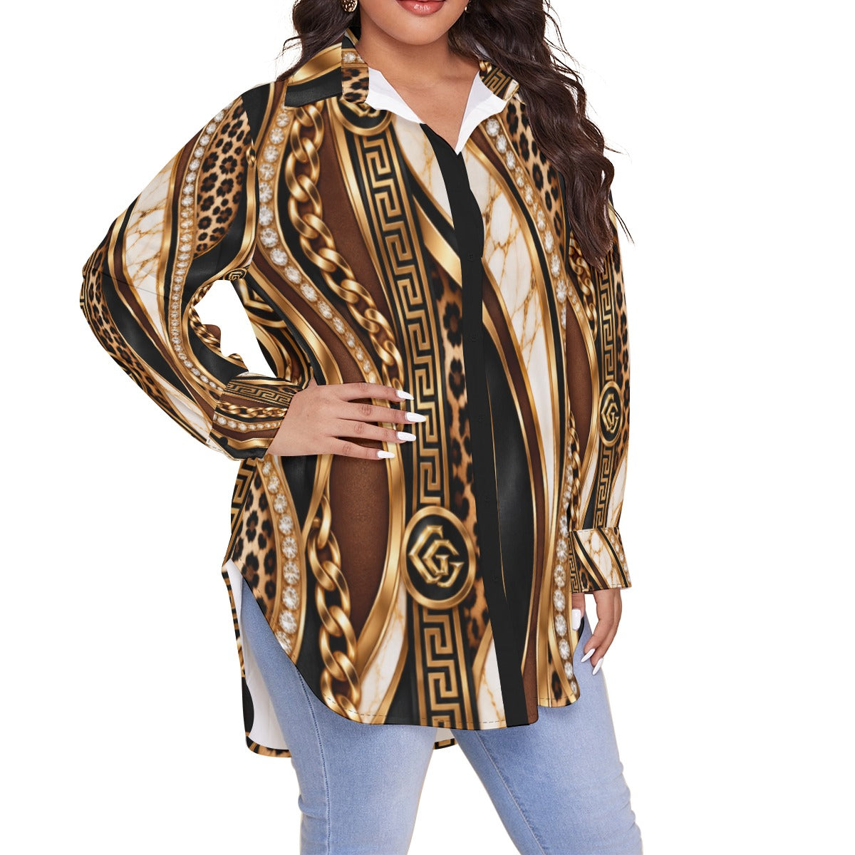 Giamore' Women's Shirt With Long Sleeve(Plus Size)