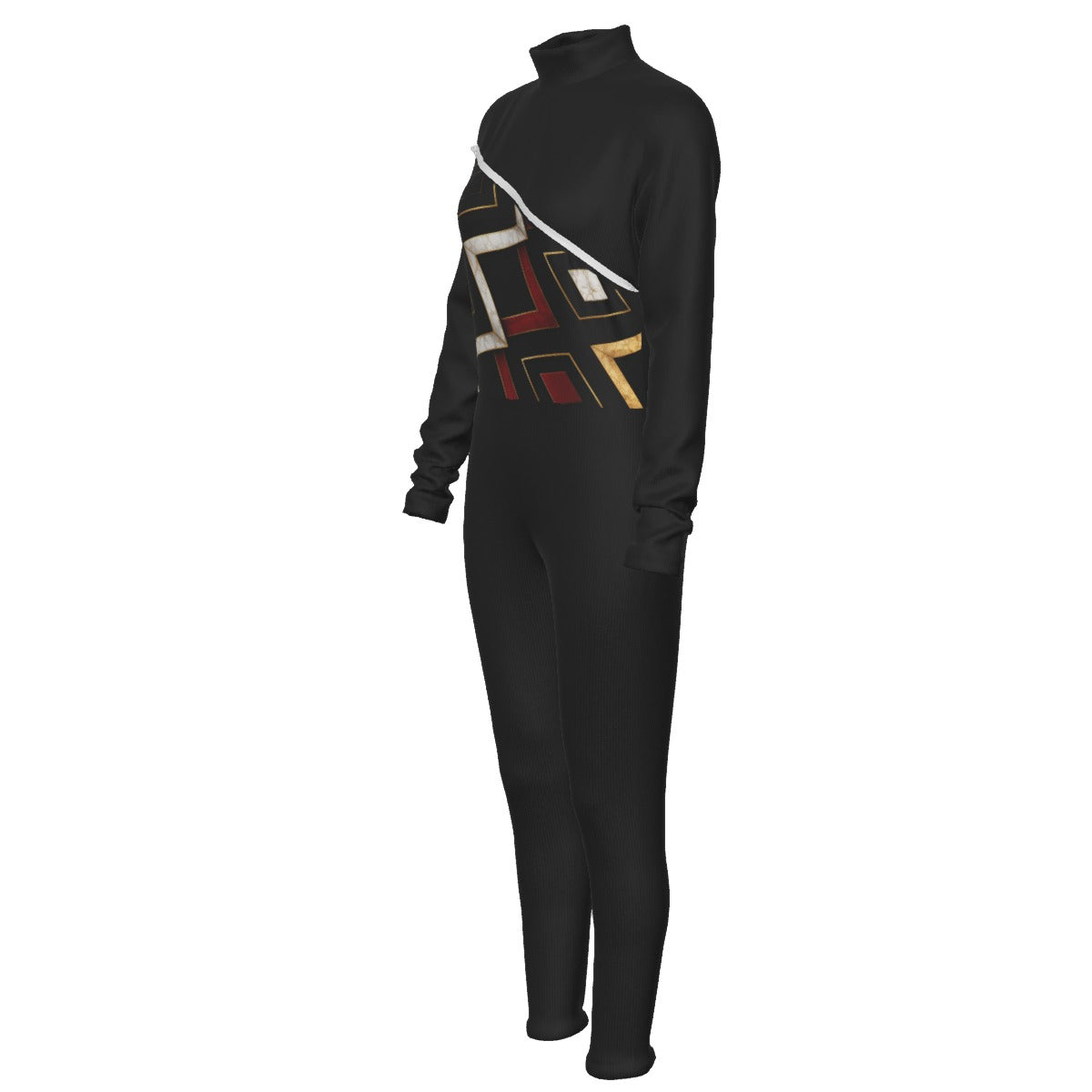 NDO Modern Women's Long-sleeved High-neck Jumpsuit With Zipper