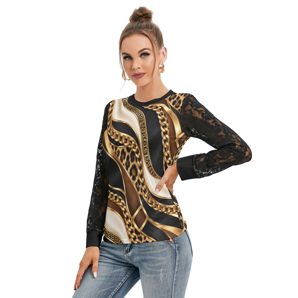 Giamore' T-shirt And Sleeve With Black Lace