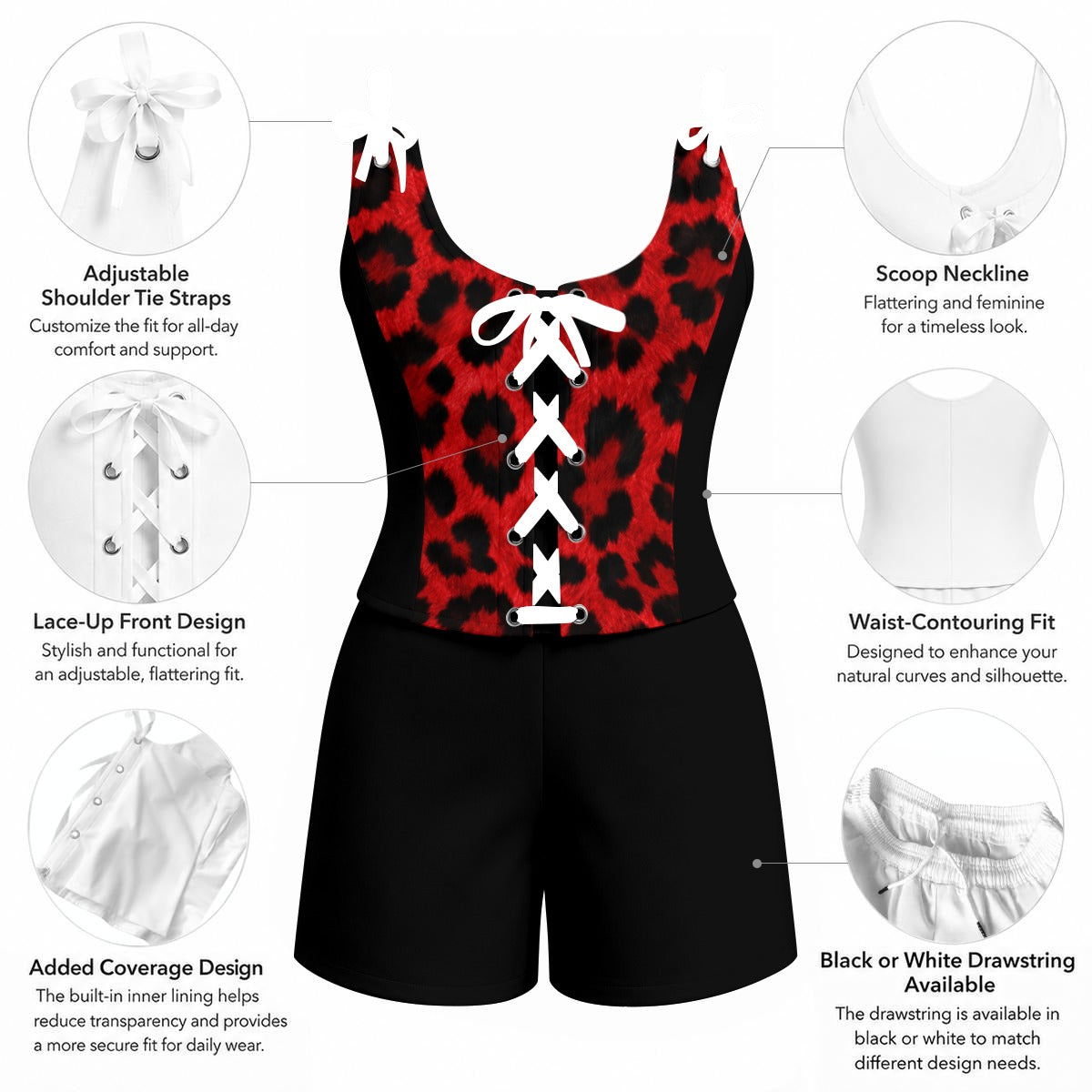 Red Animal Print Shapewear Shorts Set