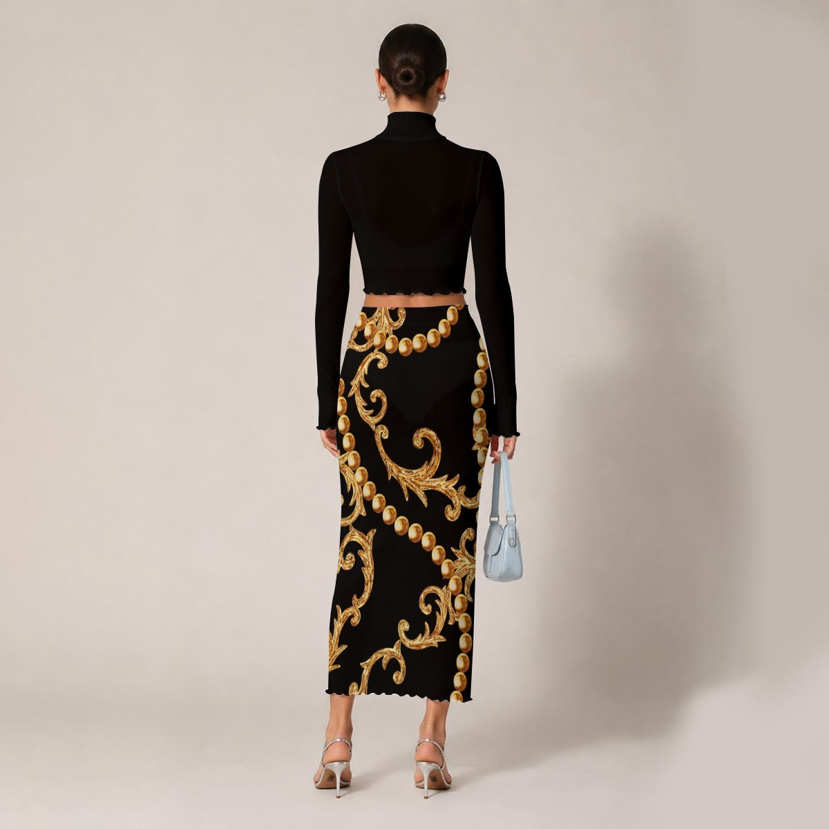 NDO Lux Women's High Neck Skirt Set With Thumb Hole