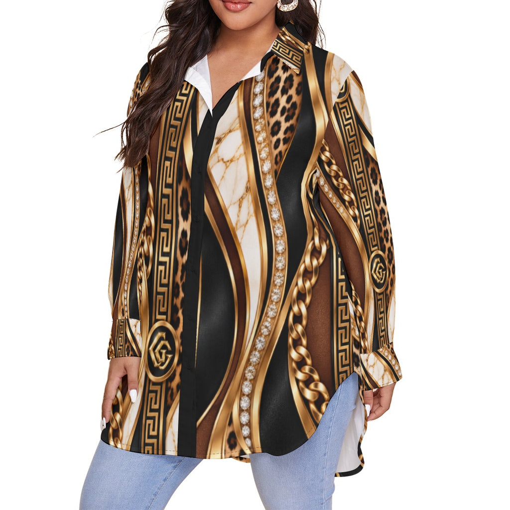 Giamore' Women's Shirt With Long Sleeve(Plus Size)
