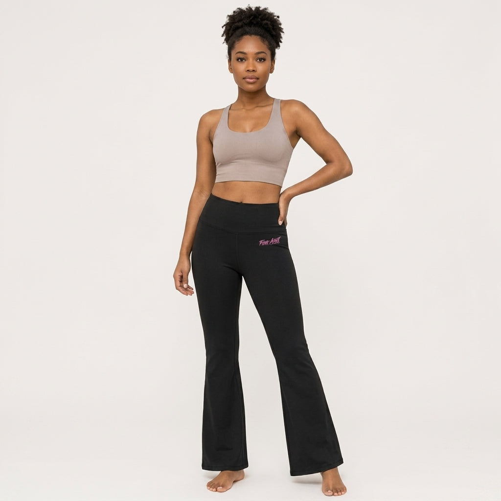 Fine Asset by NDO & Co. Women's High-Waisted Yoga Pants-Black/Pink