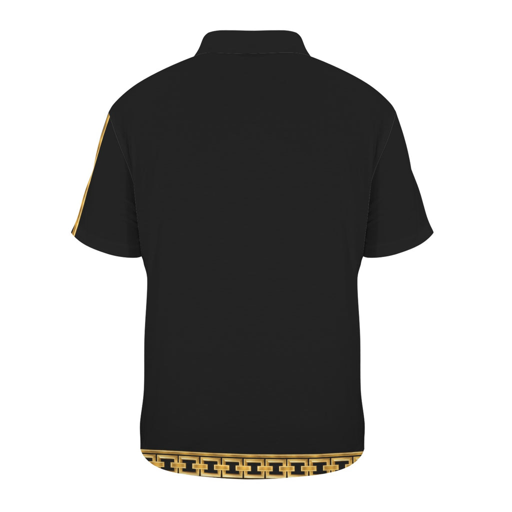 Giamorae' Mens Polo Black Zipper Polo Shirt