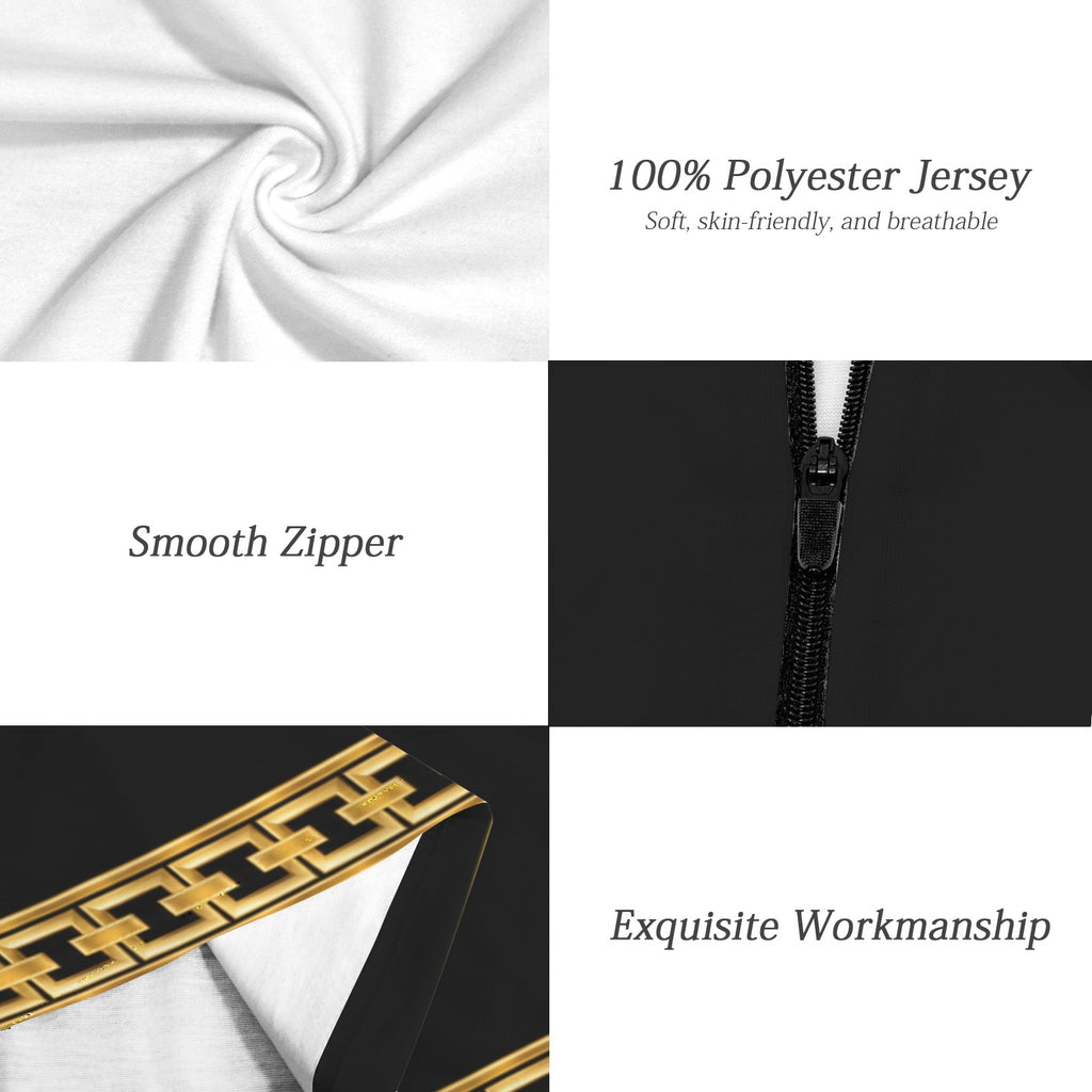 Giamorae' Mens Polo Black Zipper Polo Shirt